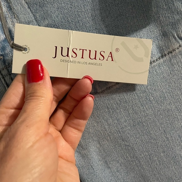 BNWT Just USA low rise mini patch pocket bootcut light blue jeans size 8 - Picture 7 of 9